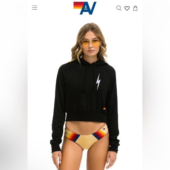 Aviator Nation Tops - AVN Cropped Bolt Hoodie